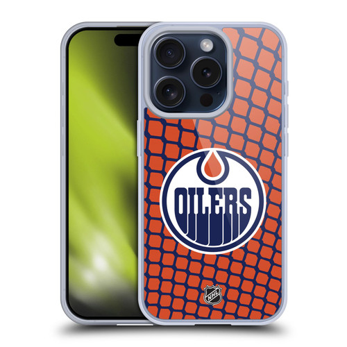 NHL Edmonton Oilers Net Pattern Soft Gel Case for Apple iPhone 15 Pro