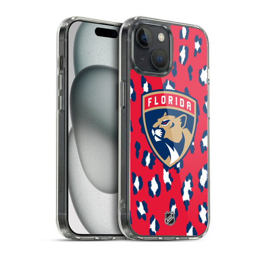 NHL Florida Panthers Leopard Pattern Soft Gel Case for Apple iPhone 15