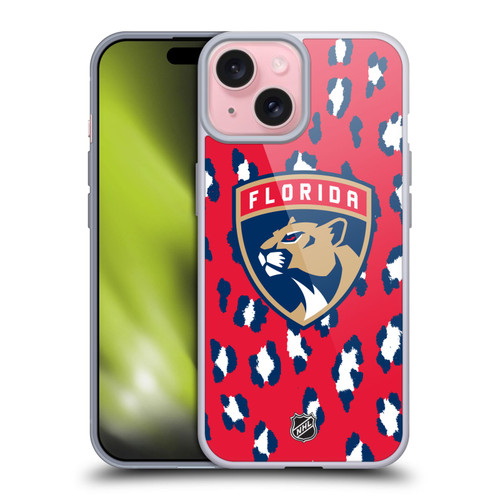 NHL Florida Panthers Leopard Patten Soft Gel Case for Apple iPhone 15