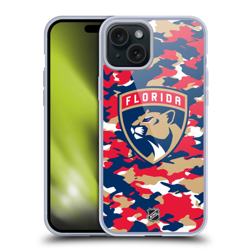 NHL Florida Panthers Camouflage Soft Gel Case for Apple iPhone 15 Plus