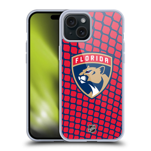NHL Florida Panthers Net Pattern Soft Gel Case for Apple iPhone 15 Plus