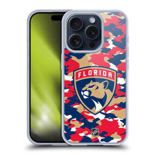 NHL Florida Panthers Camouflage Soft Gel Case for Apple iPhone 15 Pro