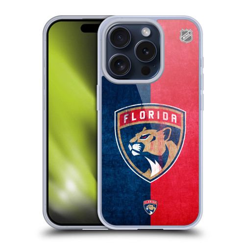 NHL Florida Panthers Half Distressed Soft Gel Case for Apple iPhone 15 Pro
