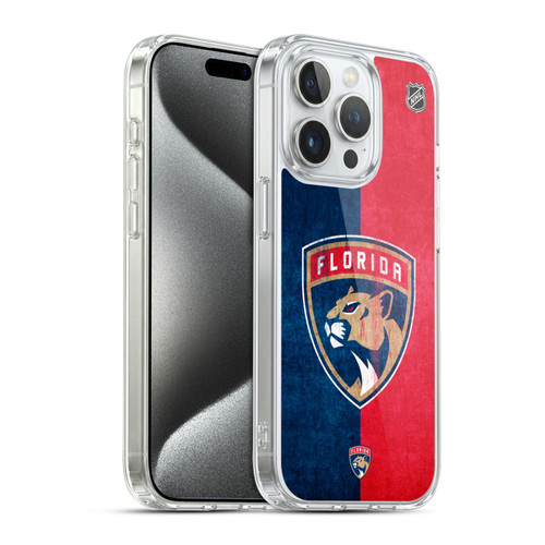 NHL Florida Panthers Half Distressed Soft Gel Case for Apple iPhone 15 Pro