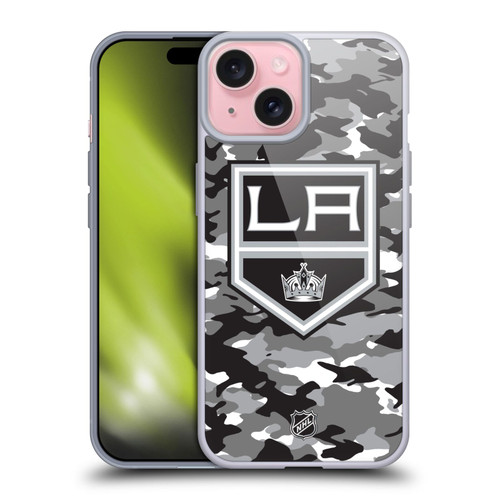 NHL Los Angeles Kings Camouflage Soft Gel Case for Apple iPhone 15