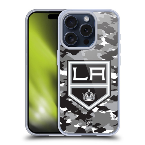 NHL Los Angeles Kings Camouflage Soft Gel Case for Apple iPhone 15 Pro