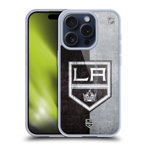 NHL Los Angeles Kings Half Distressed Soft Gel Case for Apple iPhone 15 Pro
