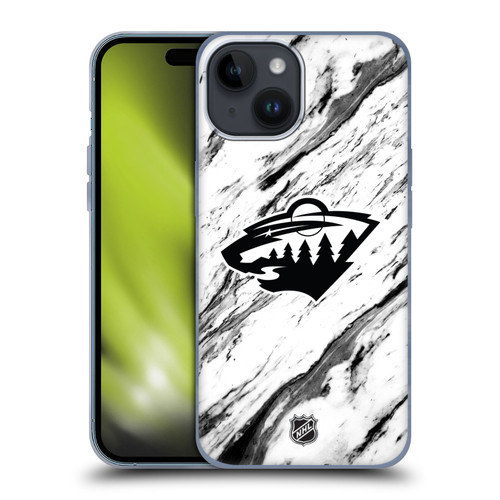 NHL Minnesota Wild Marble Soft Gel Case for Apple iPhone 15