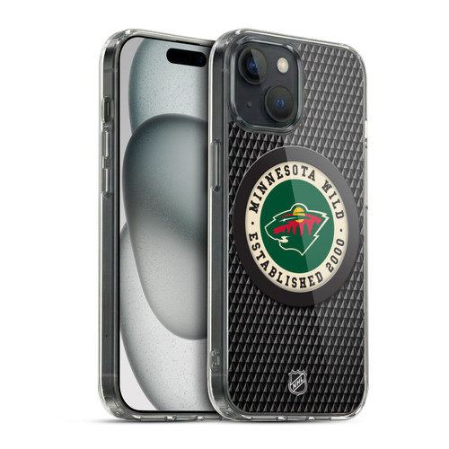 NHL Minnesota Wild Puck Texture Soft Gel Case for Apple iPhone 15
