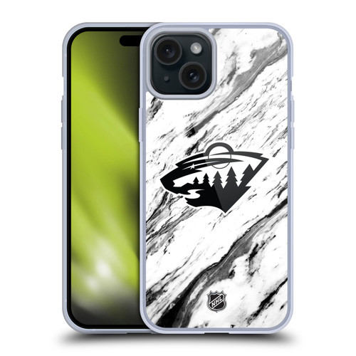 NHL Minnesota Wild Marble Soft Gel Case for Apple iPhone 15 Plus
