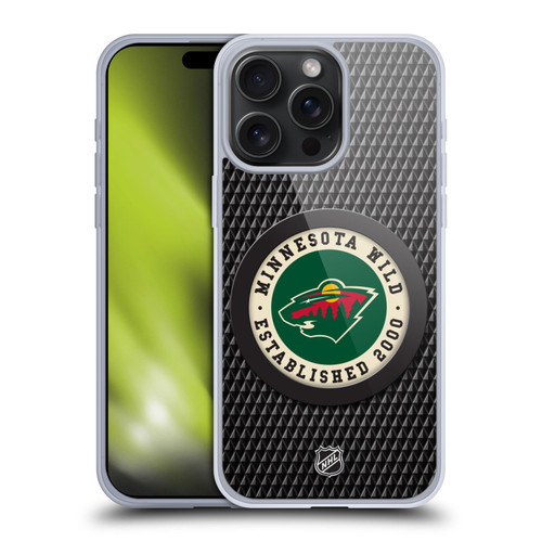 NHL Minnesota Wild Puck Texture Soft Gel Case for Apple iPhone 15 Pro Max