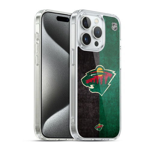 NHL Minnesota Wild Half Distressed Soft Gel Case for Apple iPhone 15 Pro