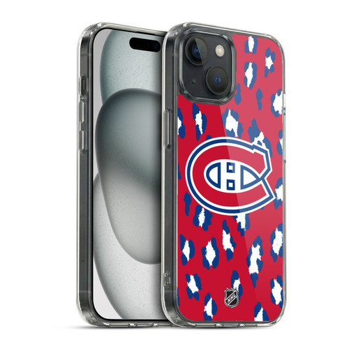 NHL Montreal Canadiens Leopard Pattern Soft Gel Case for Apple iPhone 15