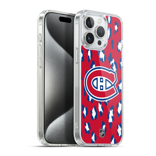 NHL Montreal Canadiens Leopard Pattern Soft Gel Case for Apple iPhone 15 Pro Max