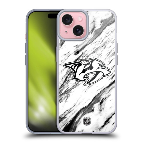 NHL Nashville Predators Marble Soft Gel Case for Apple iPhone 15