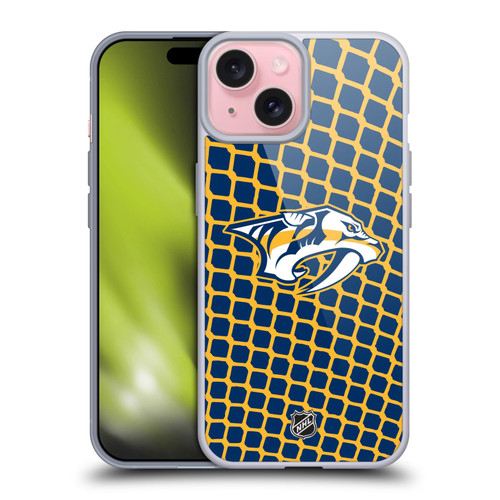 NHL Nashville Predators Net Pattern Soft Gel Case for Apple iPhone 15