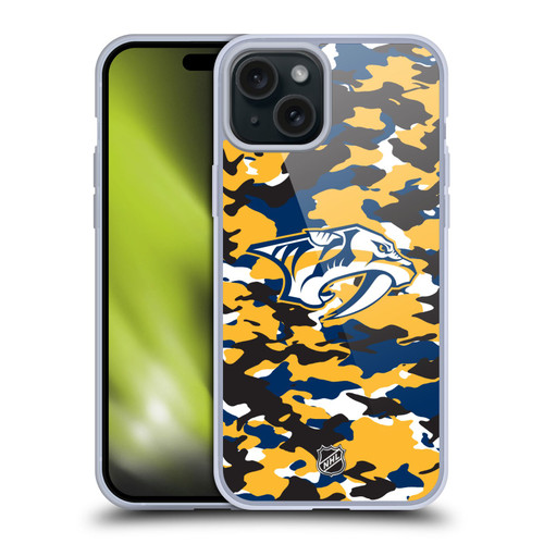 NHL Nashville Predators Camouflage Soft Gel Case for Apple iPhone 15 Plus