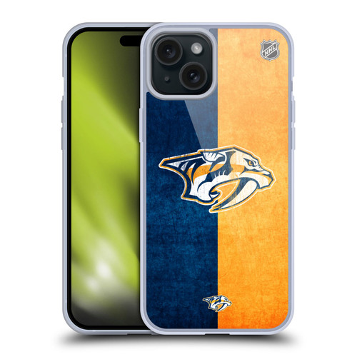 NHL Nashville Predators Half Distressed Soft Gel Case for Apple iPhone 15 Plus