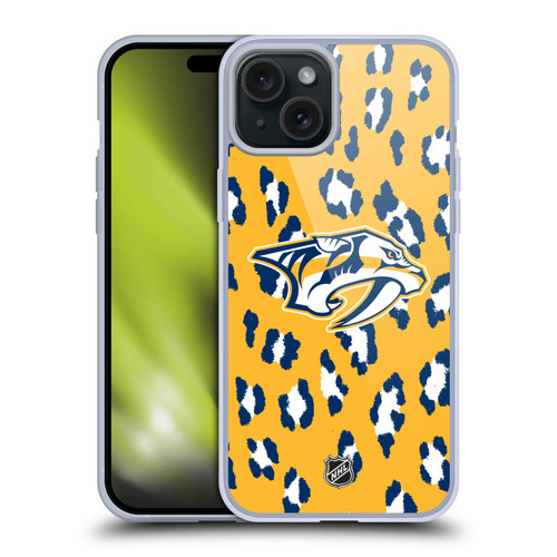 NHL Nashville Predators Leopard Patten Soft Gel Case for Apple iPhone 15 Plus