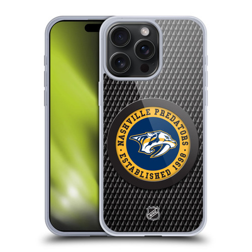 NHL Nashville Predators Puck Texture Soft Gel Case for Apple iPhone 15 Pro Max