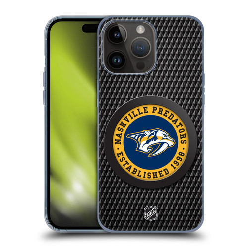 NHL Nashville Predators Puck Texture Soft Gel Case for Apple iPhone 15 Pro Max