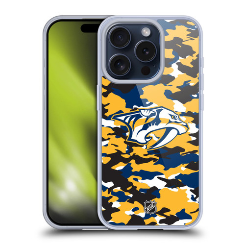 NHL Nashville Predators Camouflage Soft Gel Case for Apple iPhone 15 Pro