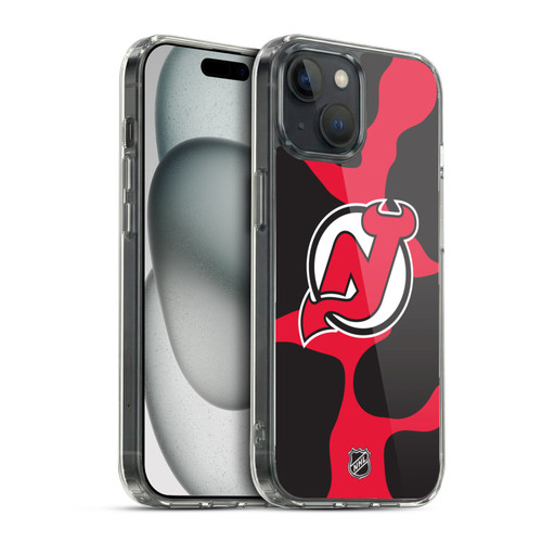 NHL New Jersey Devils Cow Pattern Soft Gel Case for Apple iPhone 15