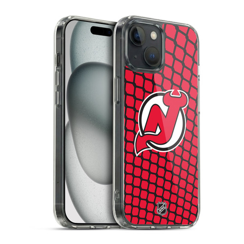NHL New Jersey Devils Net Pattern Soft Gel Case for Apple iPhone 15