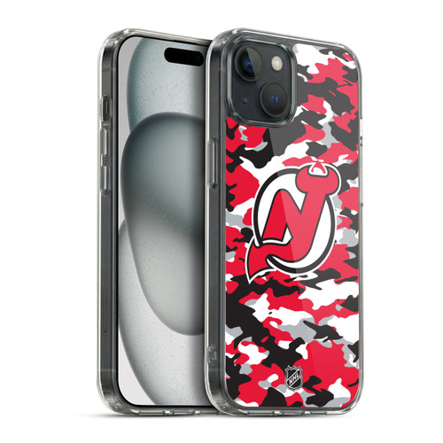 NHL New Jersey Devils Camouflage Soft Gel Case for Apple iPhone 15 Plus