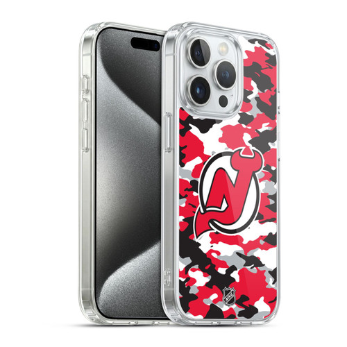 NHL New Jersey Devils Camouflage Soft Gel Case for Apple iPhone 15 Pro