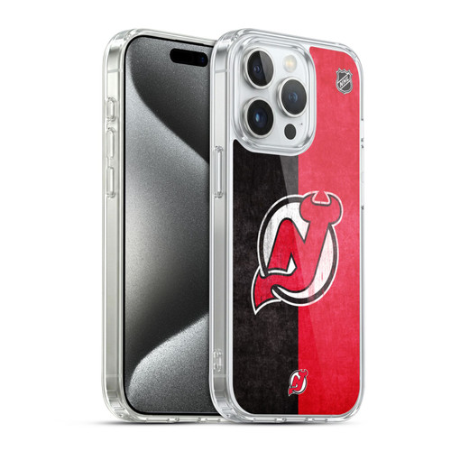 NHL New Jersey Devils Half Distressed Soft Gel Case for Apple iPhone 15 Pro