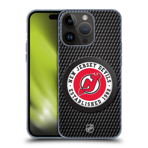 NHL New Jersey Devils Puck Texture Soft Gel Case for Apple iPhone 15 Pro