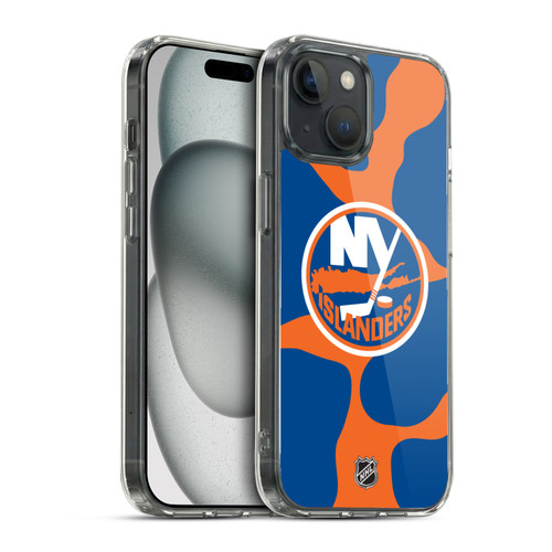 NHL New York Islanders Cow Pattern Soft Gel Case for Apple iPhone 15