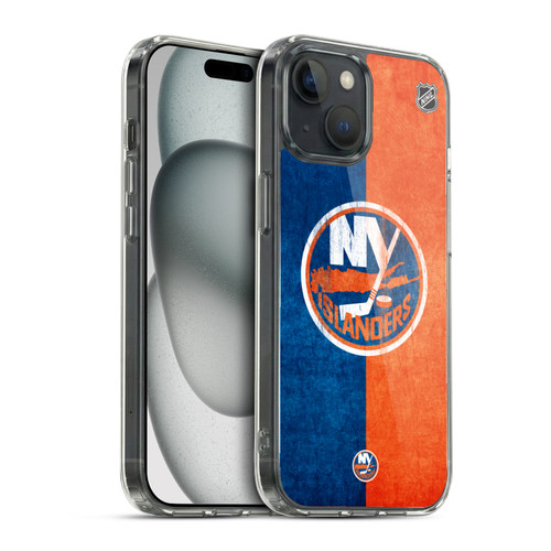 NHL New York Islanders Half Distressed Soft Gel Case for Apple iPhone 15