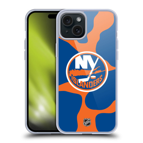 NHL New York Islanders Cow Pattern Soft Gel Case for Apple iPhone 15 Plus