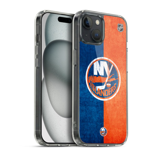 NHL New York Islanders Half Distressed Soft Gel Case for Apple iPhone 15 Plus