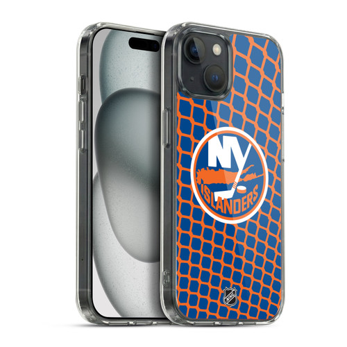 NHL New York Islanders Net Pattern Soft Gel Case for Apple iPhone 15 Plus