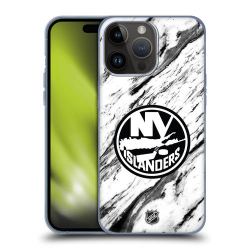 NHL New York Islanders Marble Soft Gel Case for Apple iPhone 15 Pro Max