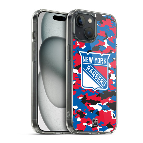 NHL New York Rangers Camouflage Soft Gel Case for Apple iPhone 15 & MagSafe