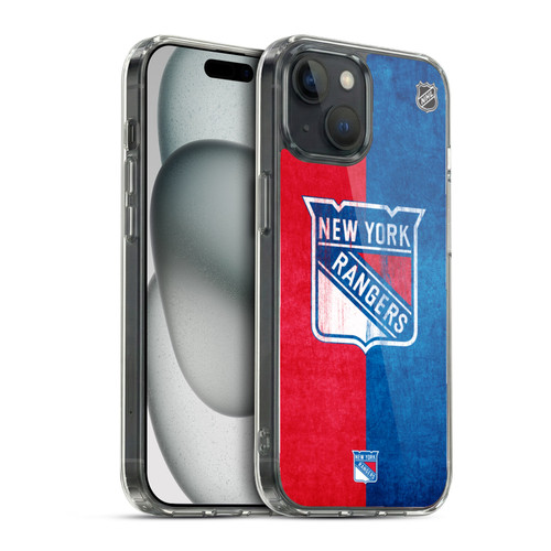 NHL New York Rangers Half Distressed Soft Gel Case for Apple iPhone 15 & MagSafe