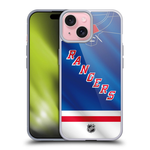 NHL New York Rangers Jersey Soft Gel Case for Apple iPhone 15
