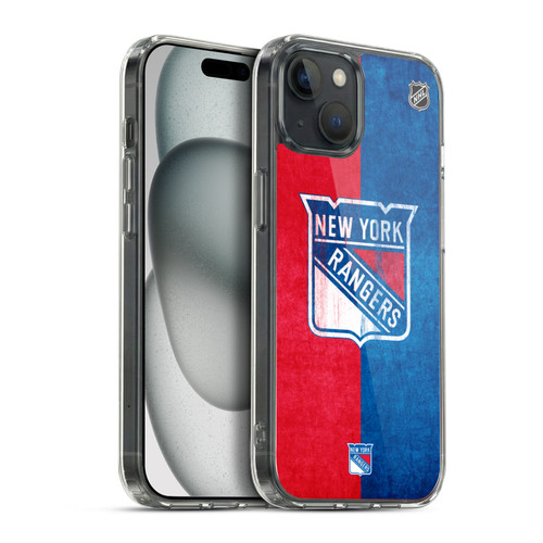 NHL New York Rangers Half Distressed Soft Gel Case for Apple iPhone 15 Plus & MagSafe