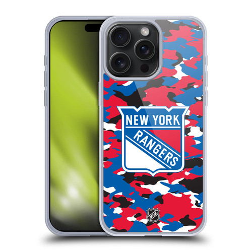 NHL New York Rangers Camouflage Soft Gel Case for Apple iPhone 15 Pro Max