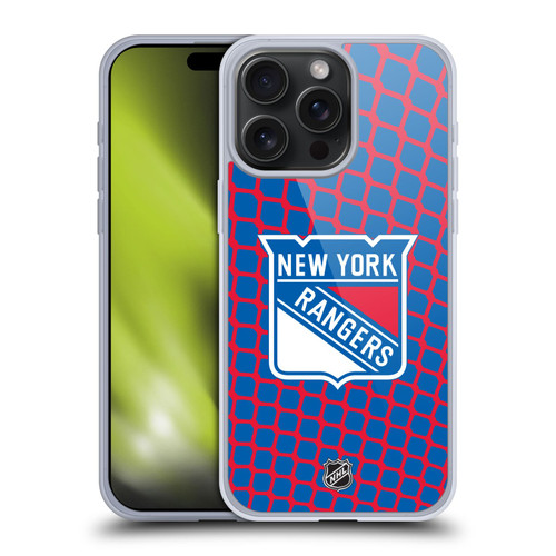 NHL New York Rangers Net Pattern Soft Gel Case for Apple iPhone 15 Pro Max