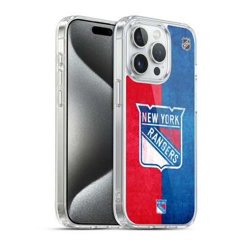 NHL New York Rangers Half Distressed Soft Gel Case for Apple iPhone 15 Pro & MagSafe