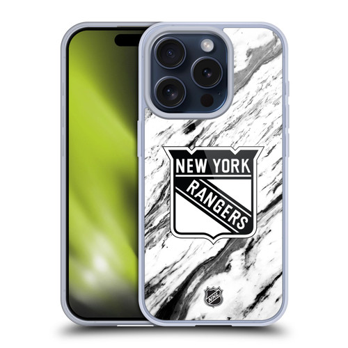 NHL New York Rangers Marble Soft Gel Case for Apple iPhone 15 Pro & MagSafe