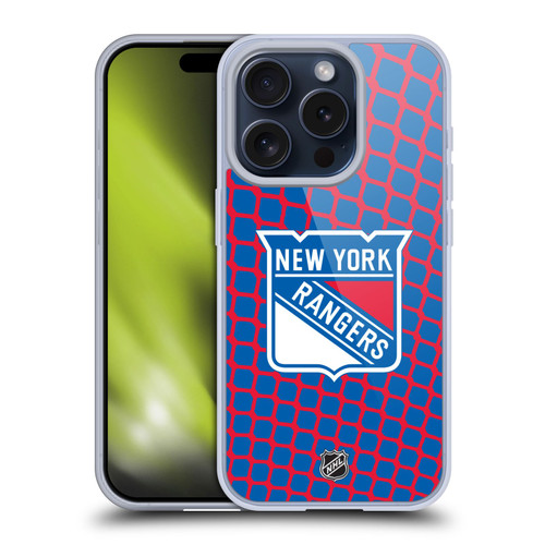 NHL New York Rangers Net Pattern Soft Gel Case for Apple iPhone 15 Pro