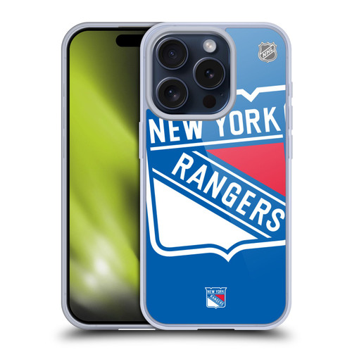 NHL New York Rangers Oversized Soft Gel Case for Apple iPhone 15 Pro
