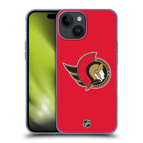 NHL Ottawa Senators Plain Soft Gel Case for Apple iPhone 15