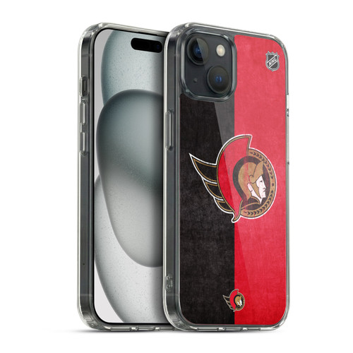 NHL Ottawa Senators Half Distressed Soft Gel Case for Apple iPhone 15 Plus & MagSafe
